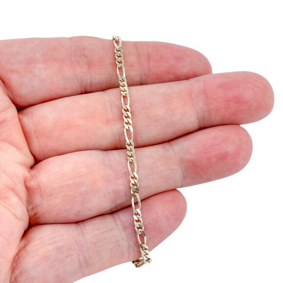Figaro Chain Bracelet | Vintage Sterling Silver 925 | 7.75" - Picture 1 of 5
